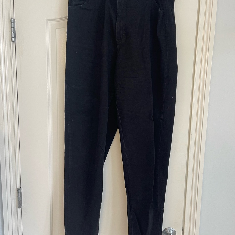 Lee Women’s Dark Black Relaxed Jeans 16 LONG zipper sides elastic